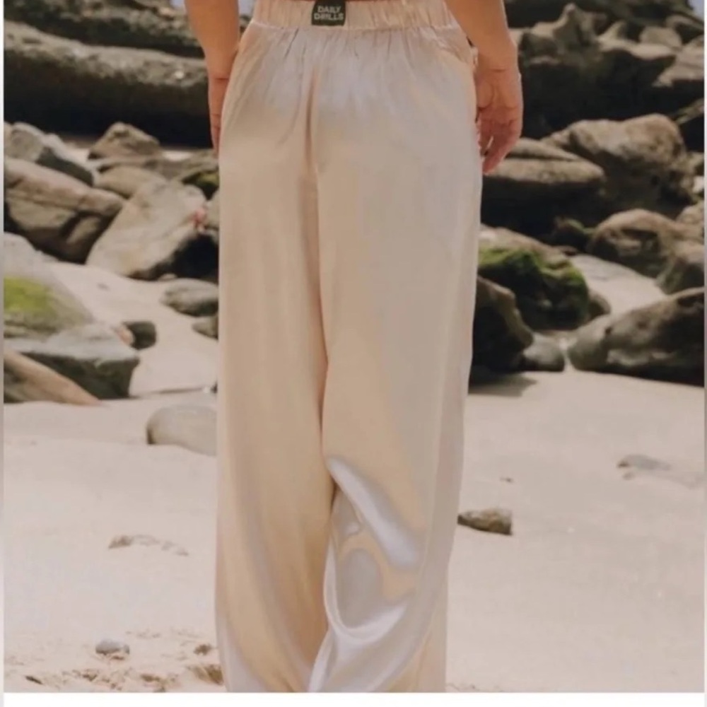 Daily Drills Cream silky resort pants